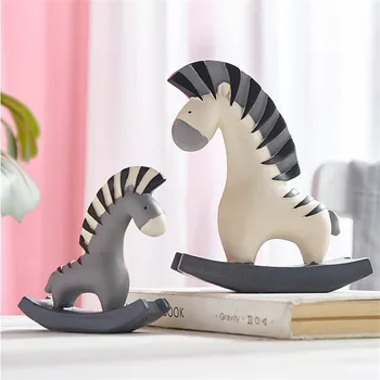 

[HHT] Cartoon Cute Resin Zebra Trojan Desktop Small Ornaments Creative Nordic Children's Bedroom Wall Shelf Home Decoration