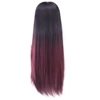 Soowee 6 Color Long Straight False Hair Black To Burgundy Ombre Wig Wigs-female Synthetic Hair Cosplay Wigs for Women ► Photo 1/6