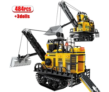 

484PCS Mining Machinery Forklift Building Blocks Toys Child Gifts Engineering Vehicle Lepining Technic Excavator Truck Car Toy