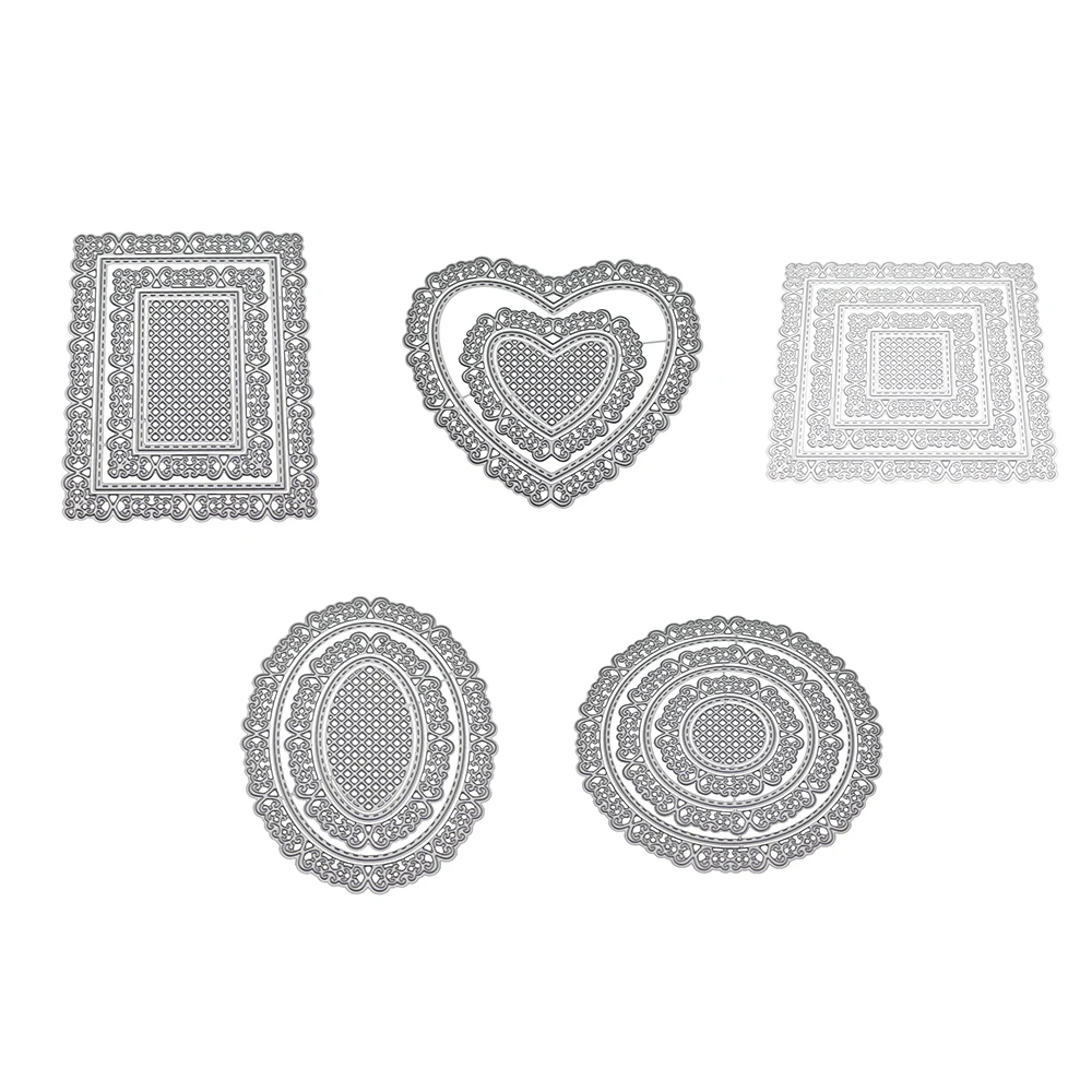  Round Oval Heart Square Rectangle Frame Metal Cutting Dies Border Invitation Card Lace Background D - 4000075060517