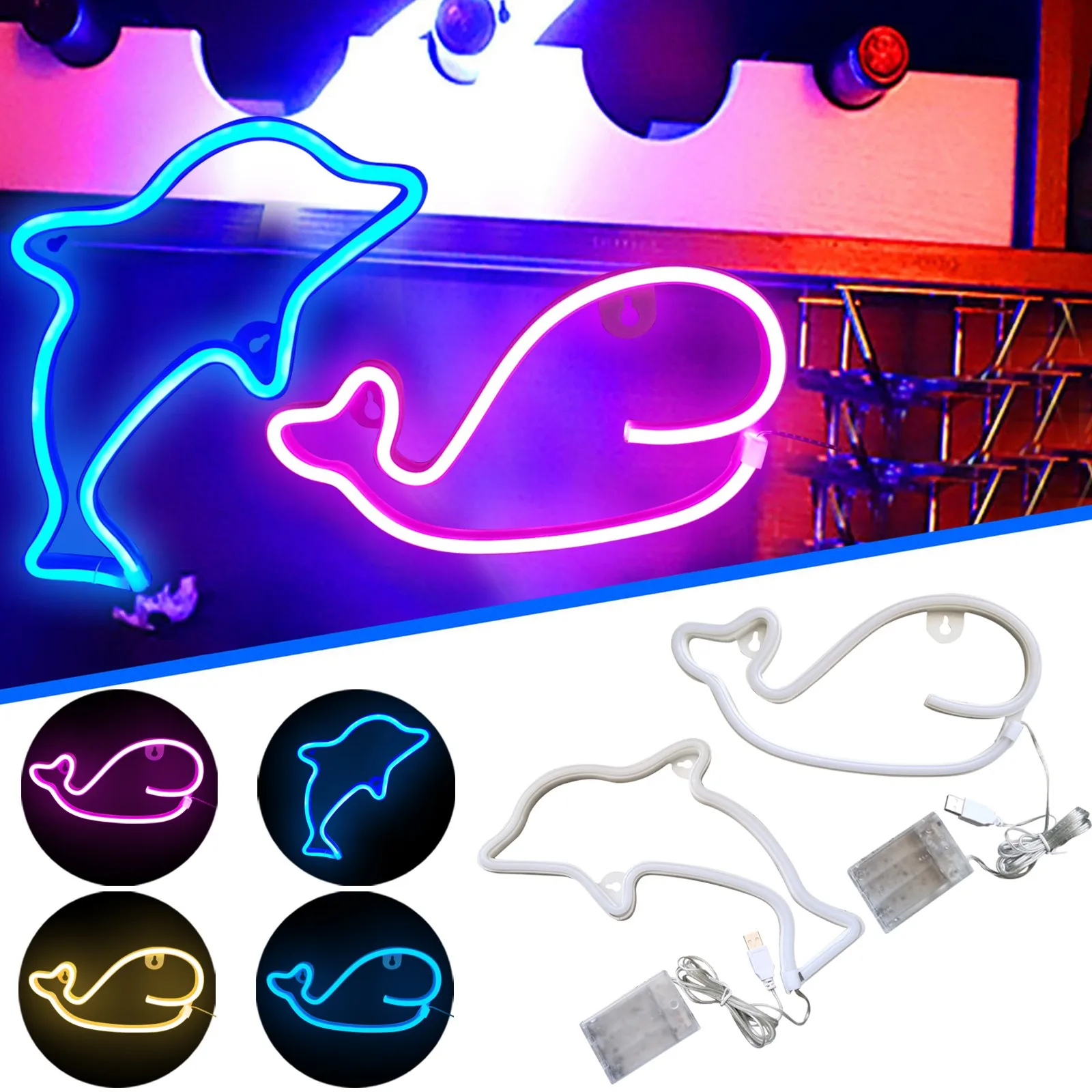 Светодиодный неоновый светильник с питанием от USB или аккумулятора настенная