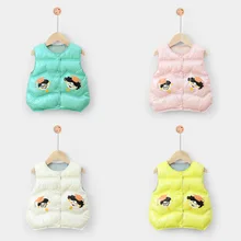 2021 Autumn and Winter New Do Not Need To Wash Children's Down Cotton Jacket Vest Men and Women Treasure Cartoon Children's Cott