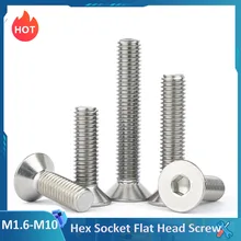 2-50Pcs M1.6 M2 M2.5 M3 M4 M5 M6 M8 M10 304 Stainless Steel Hex Socket Countersunk Flat Head Screws A2-70 Allen Bolt