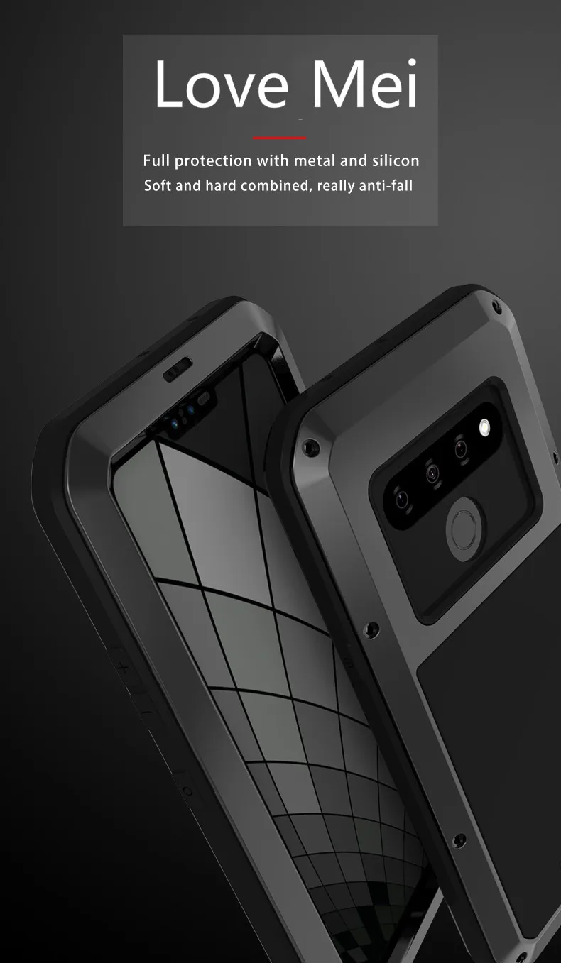 Для LG G8 ThinQ оригинальный Love Mei мощный алюминиевый металл + стекло Gorilla glass
