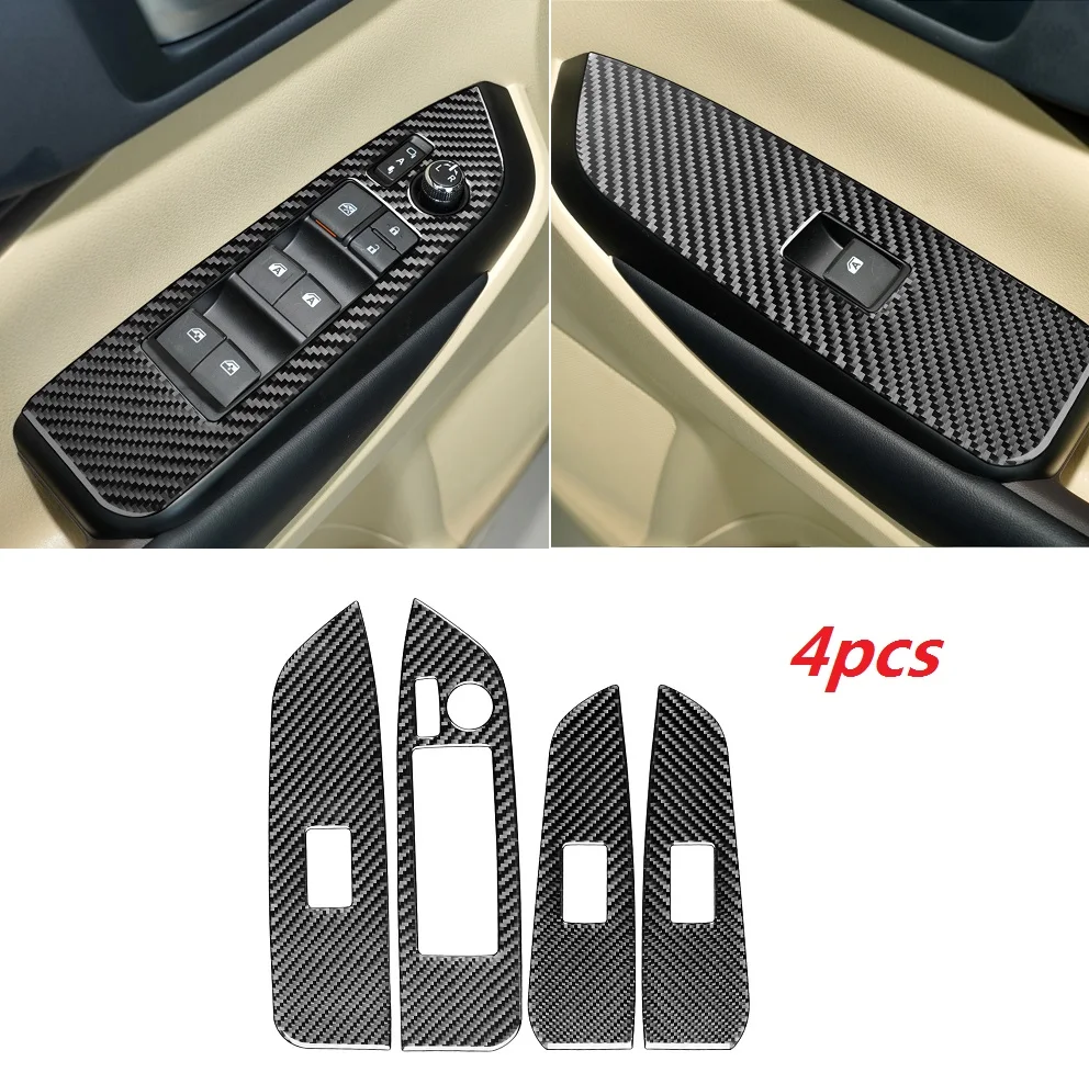 

Carbon Fiber Car Window Lift Panel Decoration Cover Trim Car Interior Accessories Fit for Toyota Highlander 2015-2018