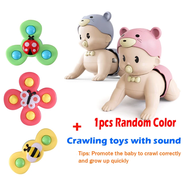 Baby Rattles Toy For Kids Bathroom Shower Gyro Animal Sucker Spinner Montessori Touch Sensory Toys For Newborn Infant 0-12 Month set5
