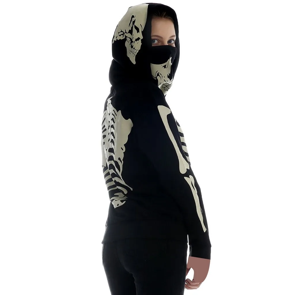 Женский пуловер с изображением черепа и маски; толстовка с капюшоном; вечерние блузки для Хэллоуина; толстовка; уличная одежда; sudaderas mujer; z0814