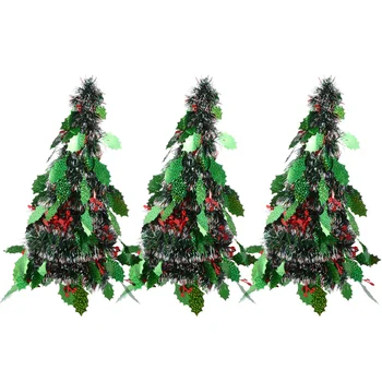 

3Pcs Plastic Xmas Tree Light Fine Garland Prop Desktop Decor