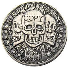 HB(09) США 1884-P-CC-S-O Морган доллар Череп Зомби Скелет Посеребренная копия монет