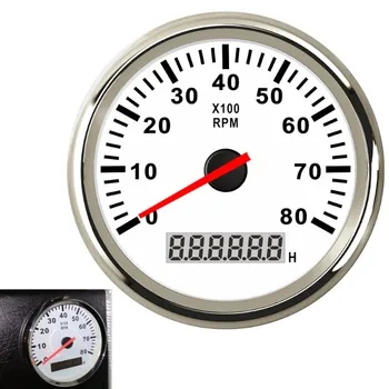

85mm Tachometer Boat Car Marine Tacho Gauge 8000 rpm with LCD Hourmeter red backlight 9-32V motorcycle tachometer