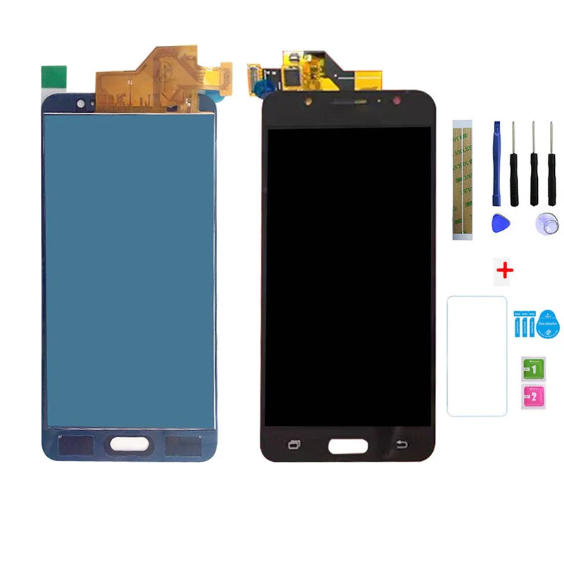Черный SM-J510FN/F/M/H/DS для Samsung Galaxy J5 j510 ЖК-дисплей+ сенсорный экран J510FN J510F J510M J510H экран регулировка яркости - Цвет: Черный