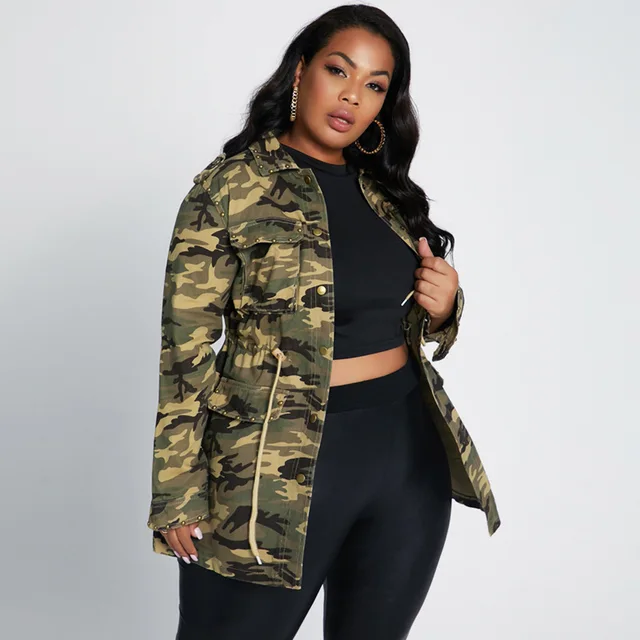 womens plus size camo jacket