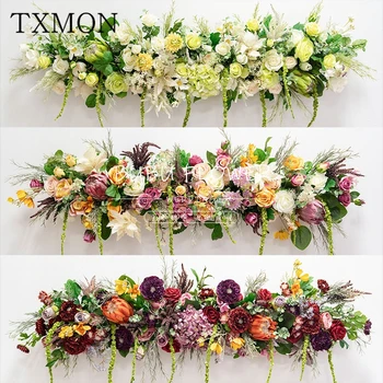 

High-end custom artificial flower row wedding ceremony weddings event store opening site layout silk flowers floral decoration