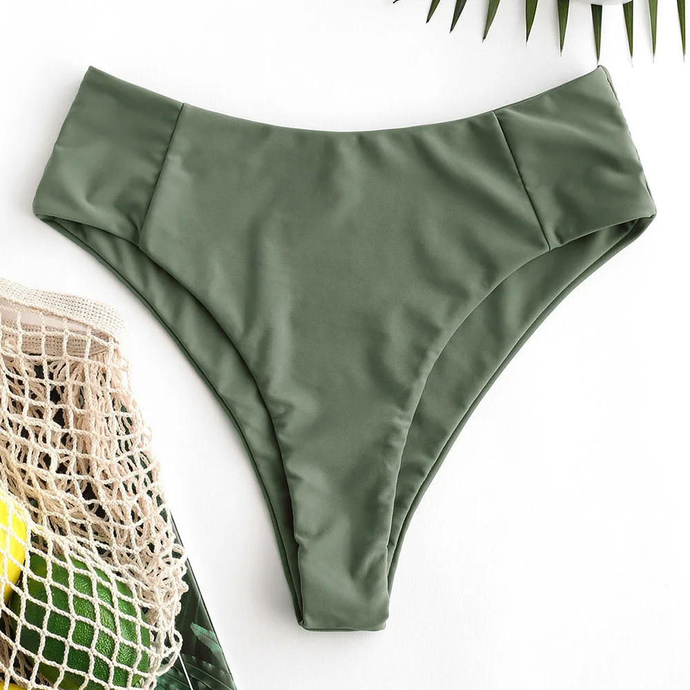 ZAFUL Women Seam High Leg Bikini Bottom ZAFUL Solid High Waisted Basic Swim Briefs 2020 New Type Shorts Swim Bottom Swim Briefs