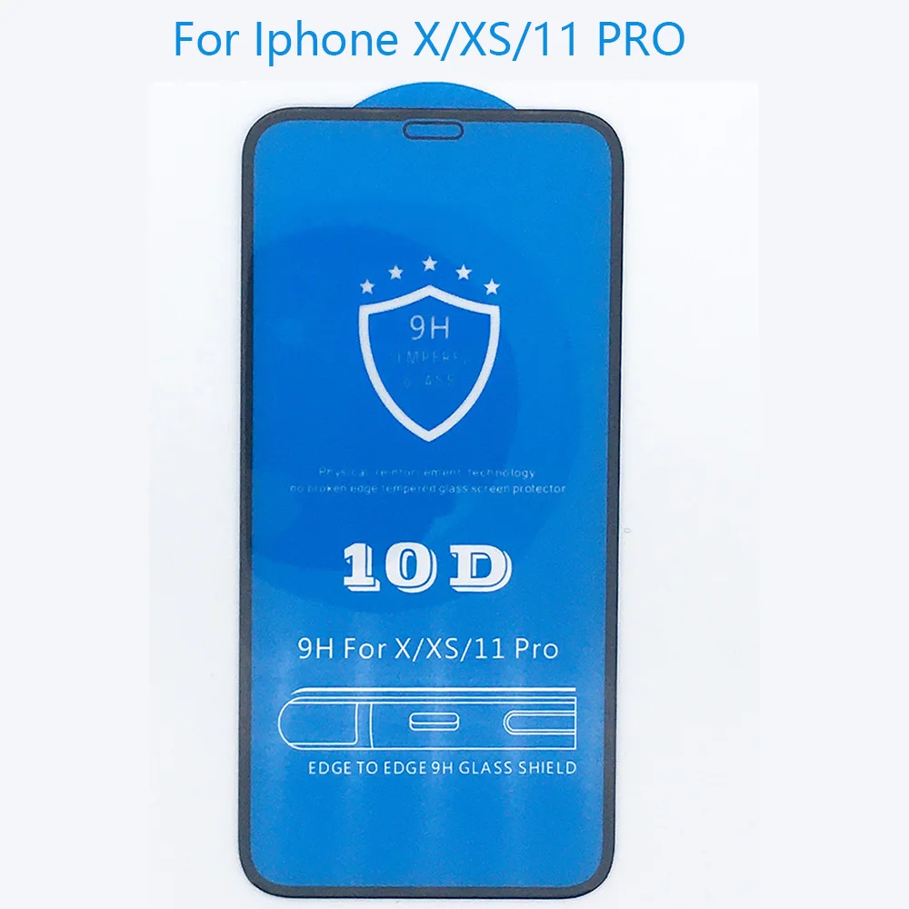10D стекло полное покрытие защитное стекло для Iphone 11 Pro X XR XS MAX экран Iphone 67 8 6Plus 7Plus 8 Plus/x/xs max - Цвет: Iphone X XS