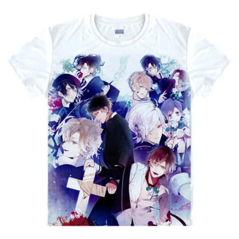 DIABOLIK LOVERS футболка Sakamaki Kanato Ayato Komori Yui футболка аниме DIABOLIK LOVERS Косплей унисекс белая футболка Camisetas - Цвет: 1