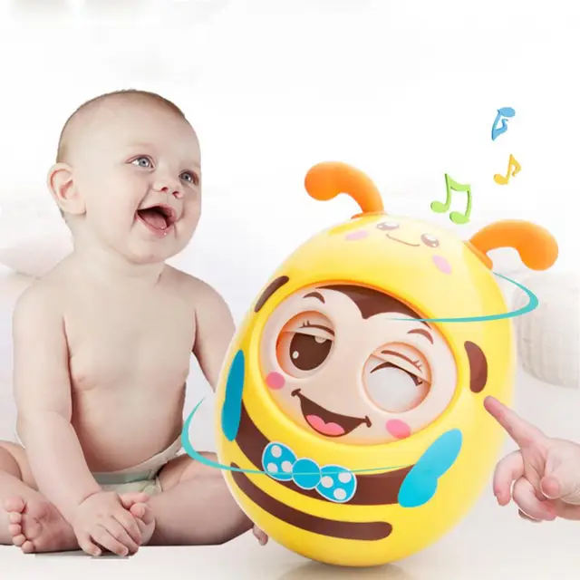 Creative Novelty Bee Tumbler Toy Funny Smooth Cartoon Bee Winking Tumbler Baby Toy Lovely Animals Roly-poly Toddler Toys 2