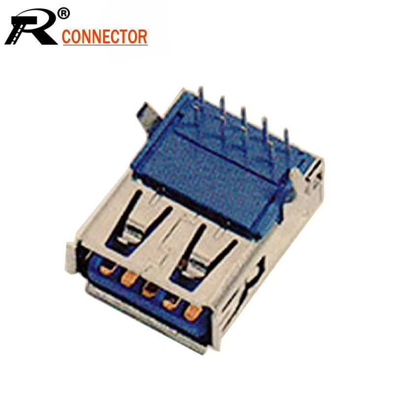 10pcs/lot USB3.0 AF 90 Degree PCB Mount Connector A Type Female Jack Socket Right Angle w/ Curly Mouth USB Adapter | Обустройство