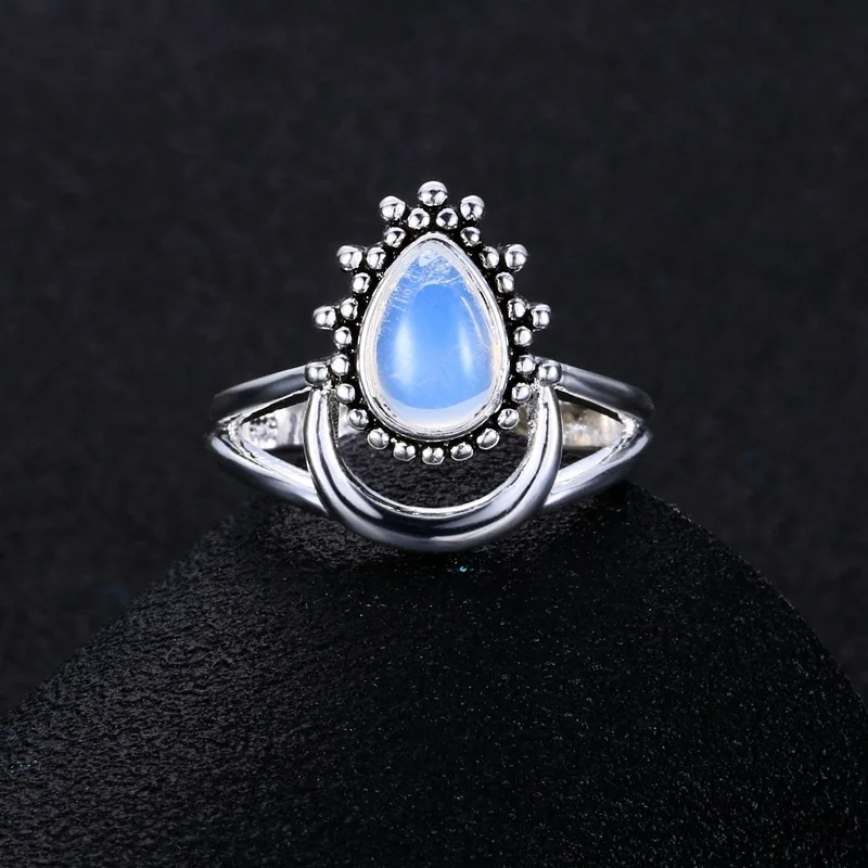 Bague Ringen, хорошее ювелирное изделие, с драгоценными камнями, серебро 925, кольцо для женщин, в форме капли воды, лунный камень, полумесяц, темперамент, кольца