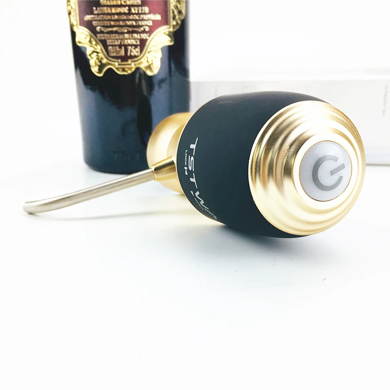 Портативный аэратор для вина в одно касание цвета шампанского и золота, 6 раз, с кнопкой, светодиодный светильник и 2 шланга