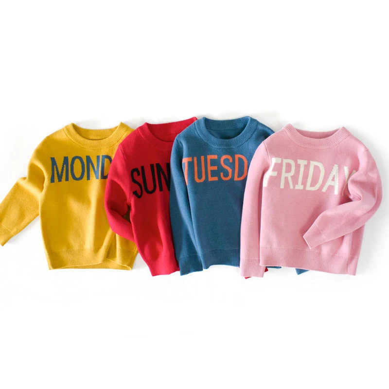 

CYSINCOS Baby Sweater Children Date Print Knitting Sweaters Girl Boy Clothes Fashion Cute Toddler Clothes Autumn Winter Costumes