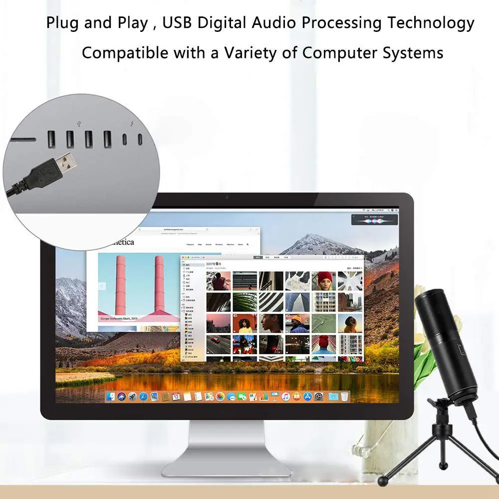 USB микрофон микрофоны для компьютера Настольный Ноутбук штекер ноутбука и игры