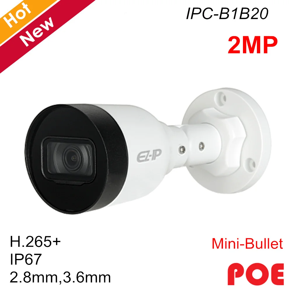 Dahua 2MP IR Mini Bullet сетевая ip-камера H.265 + IPC-B1B20 EZ-IP камера 2,8 мм 3,6 мм объектив Водонепроницаемая IP67 камера безопасности