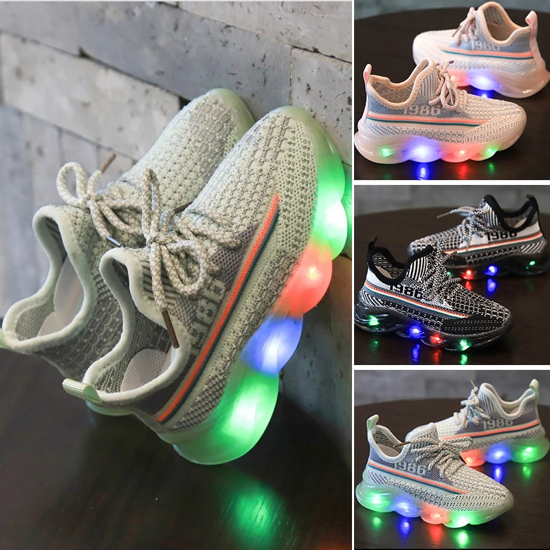 

children luminous shoes boys and girls running shoes baby flash single LED lights sneakers Spring and autumn New Arrival 2020