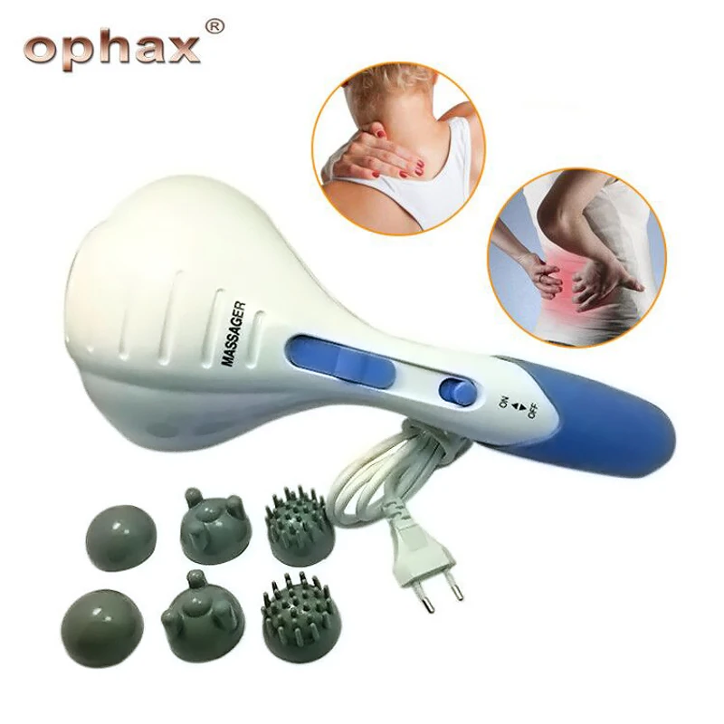 

OPHAX Electric Vibrating Handheld Massager Hammer Neck Back Body Cervical Vertebra Relax Stick Roller With 6 Massage Heads