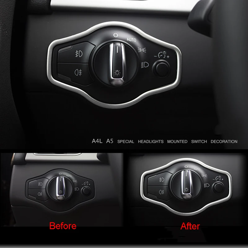 SRXTZM 1 шт. Новые Авто-Стайлинг переключатель света фар защитное покрытие для кнопки обрезная Рамка для Audi A4 A4L B8 S4 RS4 A5 S5 RS5 2008