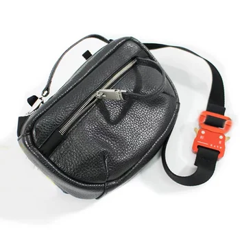 

ALYX Bags Men Women Red Metal button High Quality Genuine Leather Fashion Functional Tactical Chest Bag Skateboard ALYX Bags