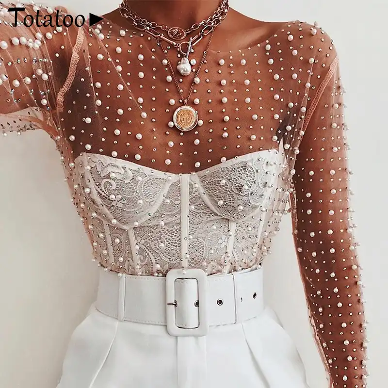 Blusa Dama Blusas Con Piedras Brillantes Blusas Bordadas Blusas