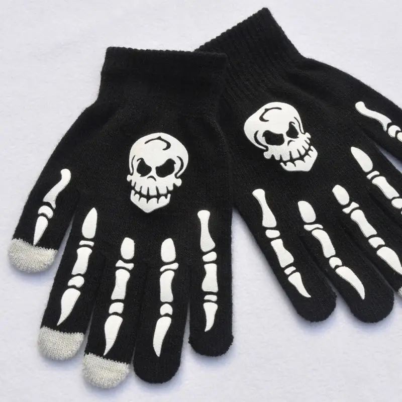 Unisex Unisex Adult Children Winter Cycling Full Fingered Gloves Halloween Horror Skull Claw Skeleton Anti-Skid Rubber Outdoor cotton gloves for men