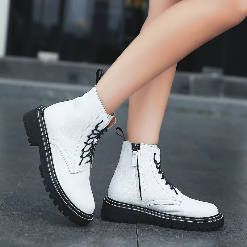 Golden Sapling Platform Boots Women Outdoor Tactical Shoes White Genuine Leather Classic Wedge Sneakers Women's Trekking Boots