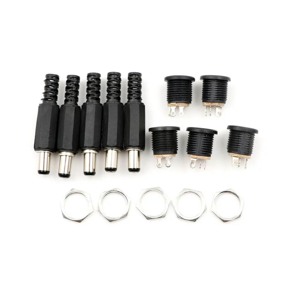 10/20pcs 12V 3A Plastic Male Plugs + Female Socket Panel Mount Jack DC Power Connector Mayitr Electrical Supplies