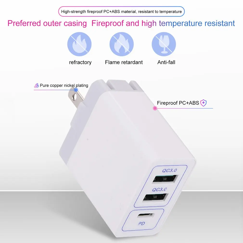 Двойное QC3.0+ PD быстрое зарядное устройство PD зарядное устройство для мобильного телефона QC 3,0 Быстрая Зарядка адаптер питания для Apple для huawei 3 usb зарядная головка