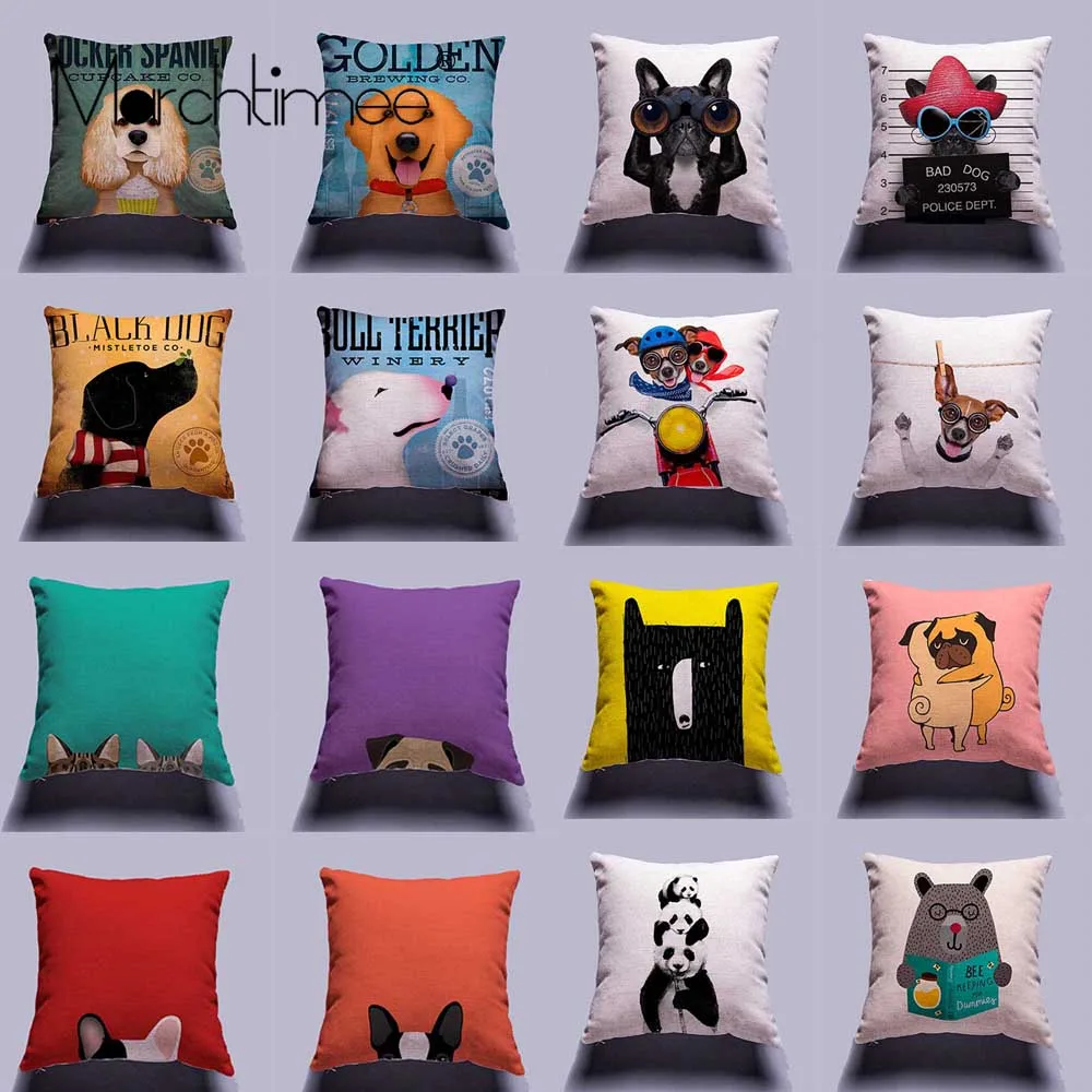 

Cartoon Animal Dog Car Decorative Throw Pillows Case Cushion Cover Home Party Decor Panda Bear Husky Sofa Car Waist Pillow Shams