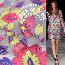 19 Новинка 105 см широкая вышитая Шелковая органза ткань для женского платья индивидуальная брендовая модная ткань Diy шитье