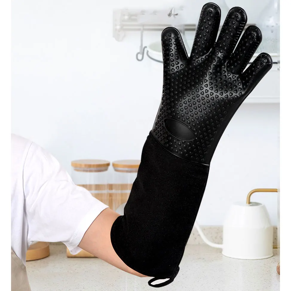 Non-Slip Silicone Kitchen Gloves Thickened Grill Gloves Heat Resistant  Cooking Glove For Barbecue Grilling Microwave Oven Mitts - AliExpress