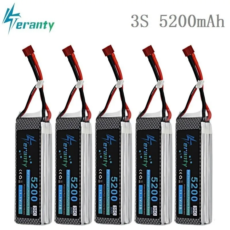 

100% Capacity 3S 11.1v 5200mAh 35C LiPo Battery For RC Drone RC Cars RC Robots RC Boats toy 11.1v Rechargeable Lipo Battery 5pcs