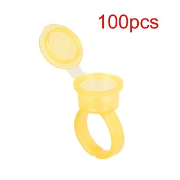 

About 100 Pcs Tattoo Coloring Ring Cups, Eyelash Extend Mini Ring Cups, Ink Cups Microblading Tattoo Pigment Holder