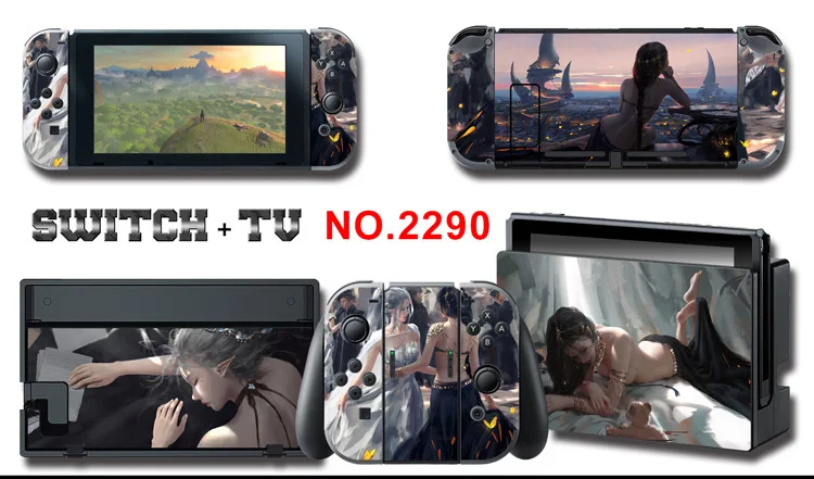 1set New Cute Anime Full Body Sticker for NS Switch Protective Cover Skin Colorful Art for Game Console Joy-Con Controller Decor