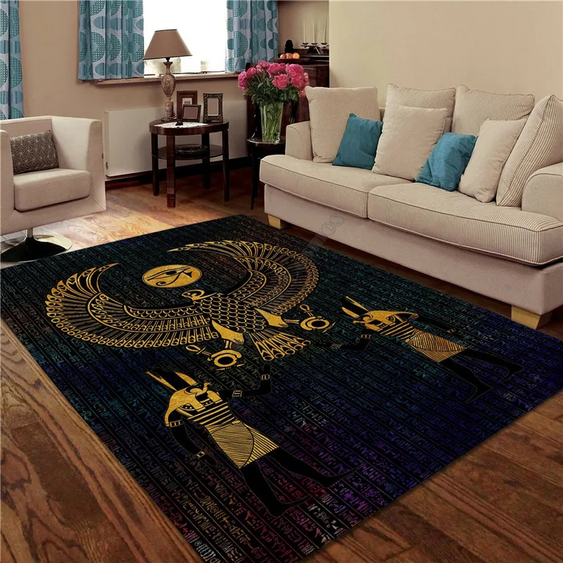 Horus Eye Egypt Anubis Ancient 3D Print Rug Floor Mat Rug Non-slip Mat Dining Room Living Room Soft Bedroom Carpet