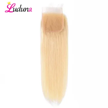 

Luduna Lace Closure Brazilian Straight With Baby Hair 100% Human Hair Closure 613 Blonde 4*4 Remy Hair Lace Frontal Closure