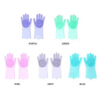 

Cleaning Gloves Space-saving Heat Resistant Dish Washing Brush Silicone Dishwashing Scrubber Gloves for Kitchen Gadgets