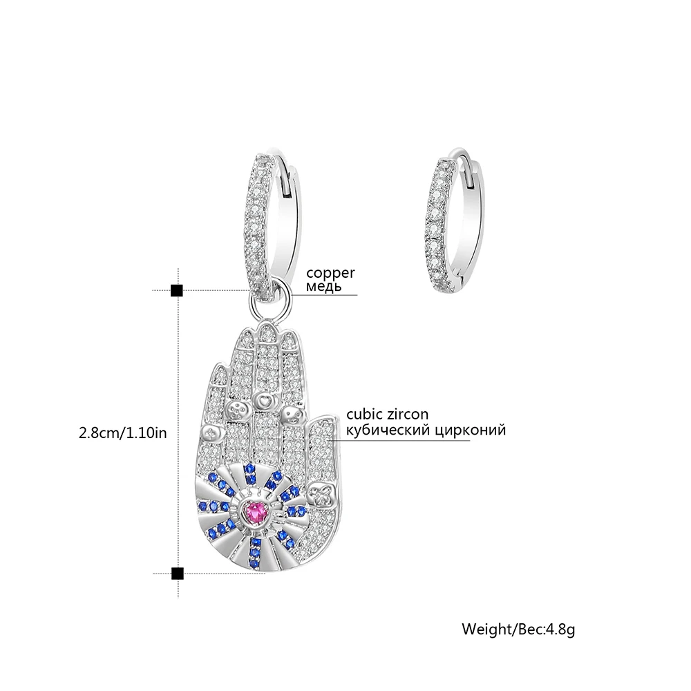Top Quality Vintage Rose Gold Silver Fashion Hamsa Hand CZ Stud Earrings For Women Accessories Jewelry Gift Dropshipping