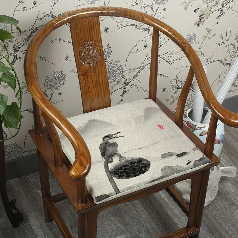 Китайский чернильный пейзаж, подушка для дивана, стула, этнический стул, кресло, подушка для сиденья, хлопок, лен, для дома, офиса, подушки, сиденья