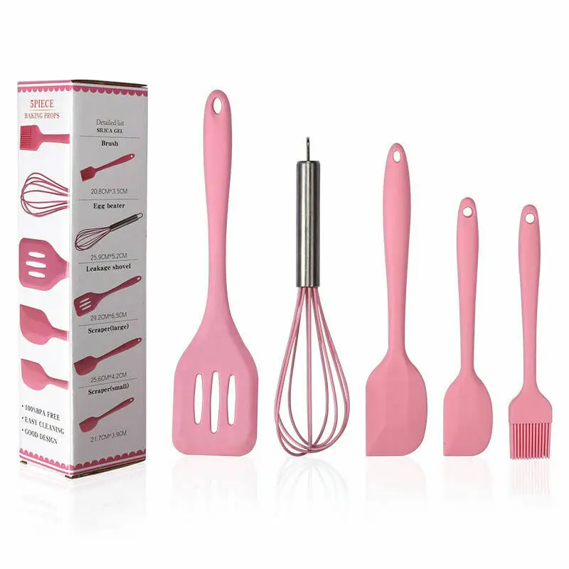 

5PCS Silicone Kitchen Utensil Set Kitchenware Kitchen Utensils Set Spatulas Brush Cooking Tools Easy to Use Pelle Cuisine
