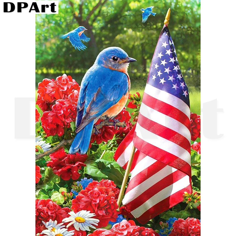 Diamond Painting Full Square/Round Drill Birds' Twitter and Fragrance of Flowers 3D Daimond Embroidery Rhinestone L334 | Дом и сад