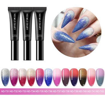 

NICOLE DIARY 8ml Thermal Glitter Nail Gel Nail Polish Color Changing Soak Off UV Gel Varnish Shimmer Gel varnish